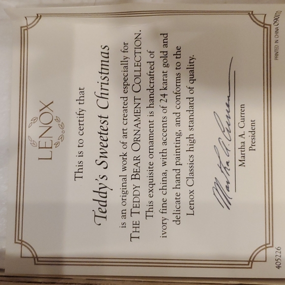 Lenox Teddy Ornament - Picture 6 of 6